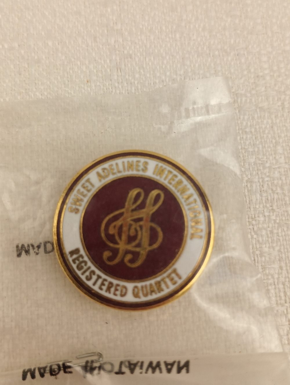 Enamel Pinback Lapel Sweet Adelines International Registered Quartet shirt pin
